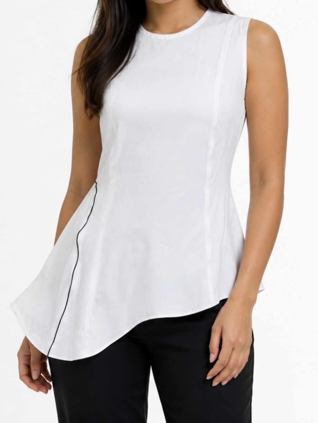 Proenza Schouler Sleeveless White Asymmetric Peplum Top Size 6